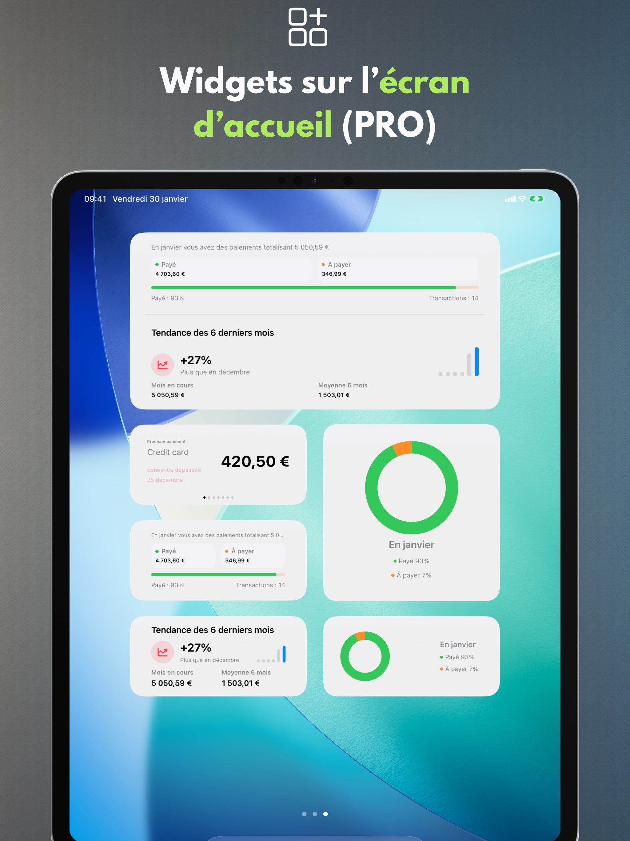 Widgets sur l'écran d'accueil (PRO)